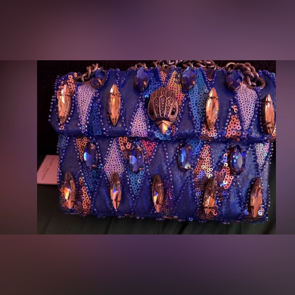 NWT Kurt Geiger London Mini Kensington Blue Sequin Convertible Crossbody. - Picture 2 of 3